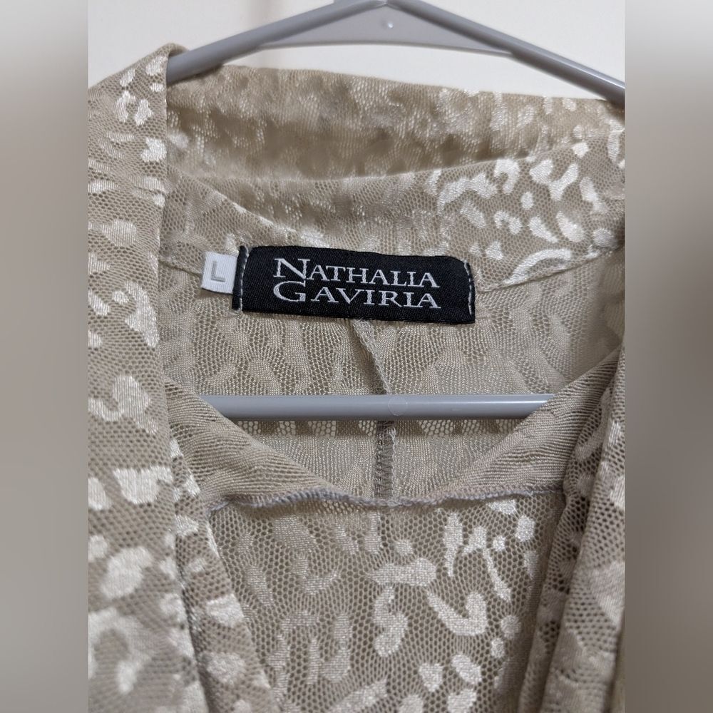 Nathalia Gaviria Coquita Sheer Lace Top High Low With Tie Leopard Size XS/Small - Picture 3 of 5